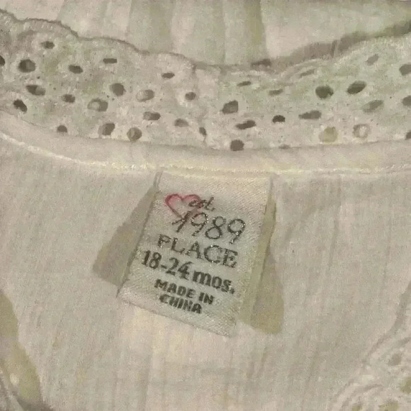The Children's Place Baby Girl White Blouse Flare Sleeves 18-24 Months - Picture 5 of 5